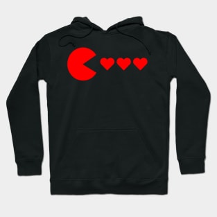 Valentines Day Gamer Eating Hearts Men Boys Kids Youth Teen Hoodie